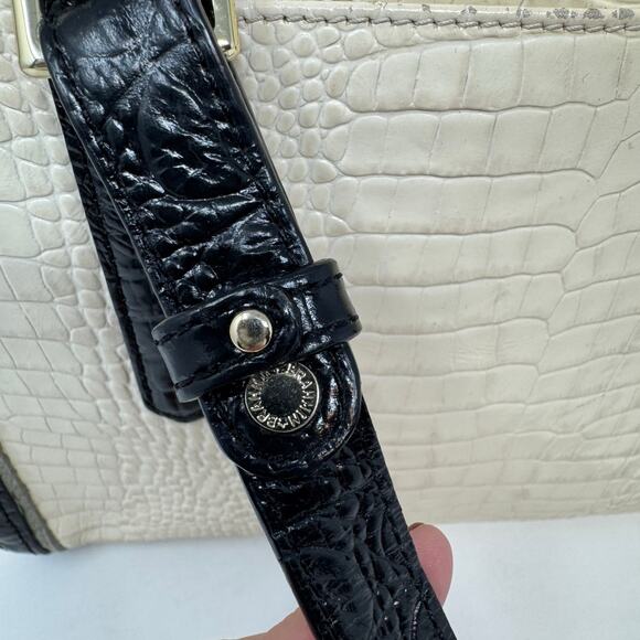 Brahmin Alice Carry All Shoulder Bag Tri Texture Ivory Gray Black Charm READ - Picture 5 of 14